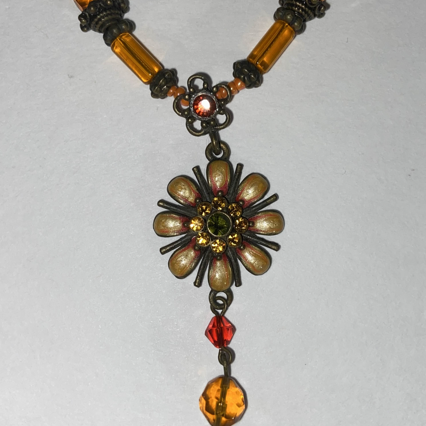 Orange Boho Flower Necklace
