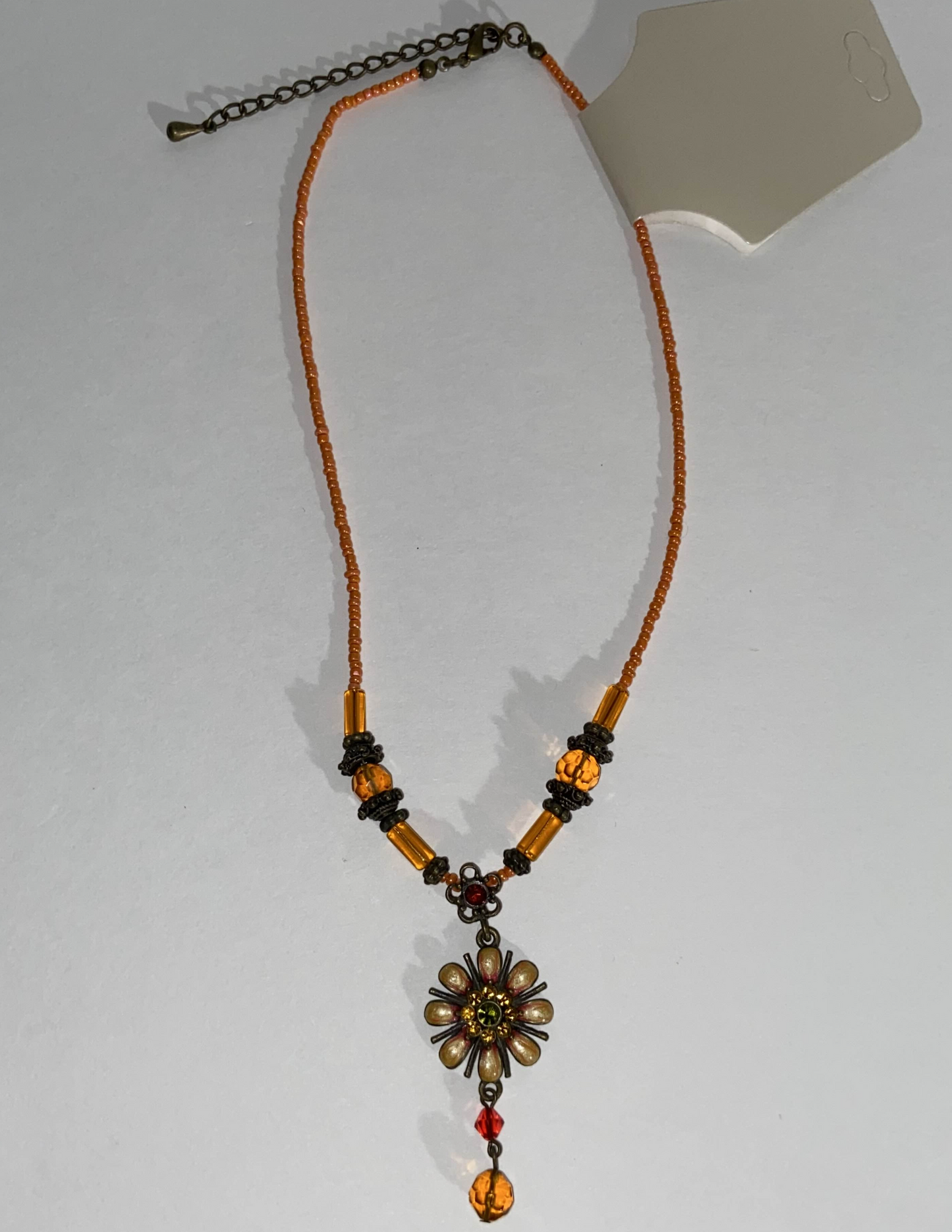 Orange Boho Flower Necklace
