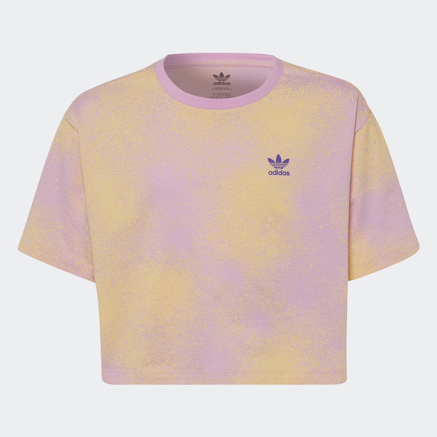 Adidas Originals Printed Crop Tee Shirt Lilac/Yellow (Large)
